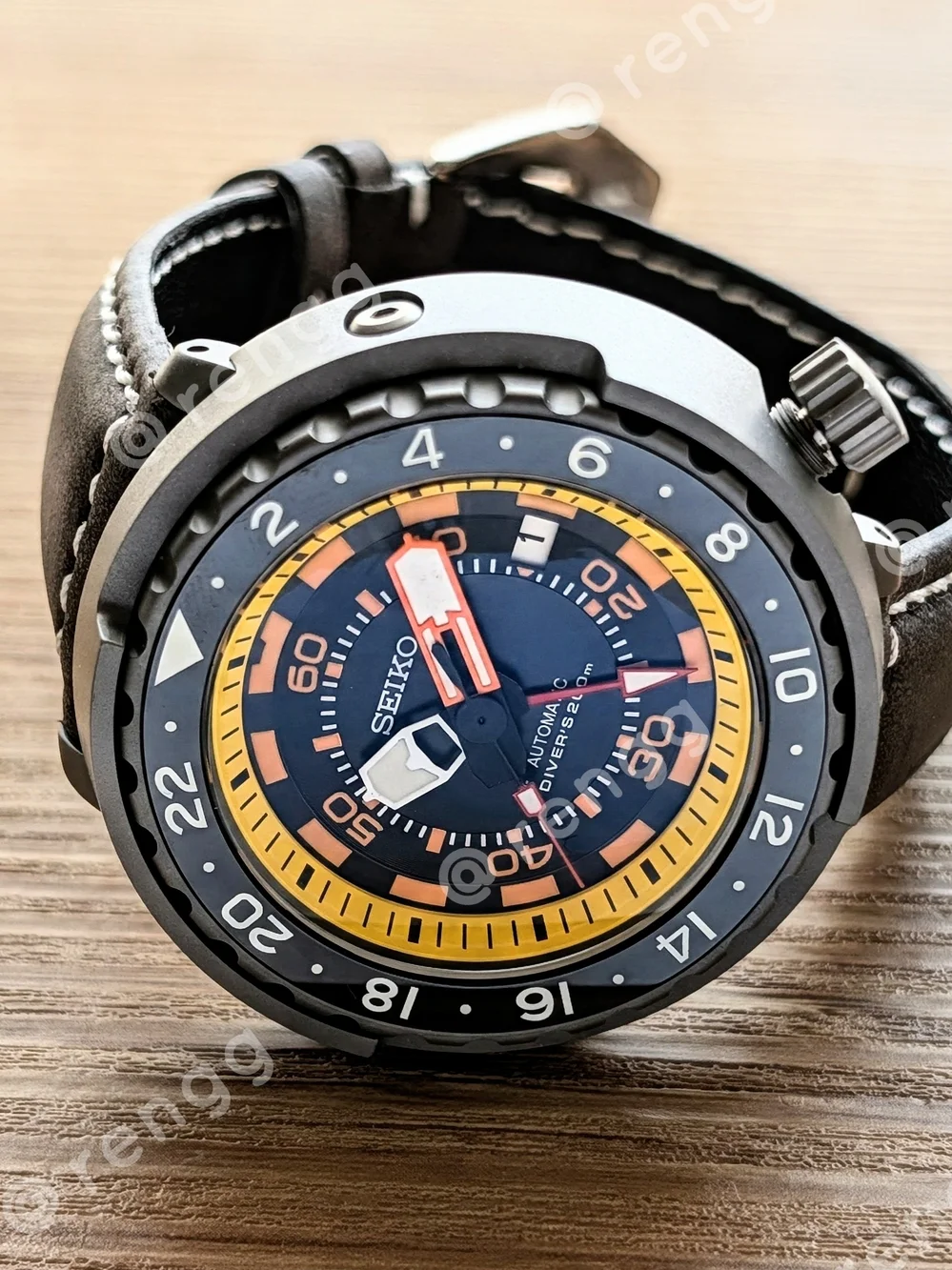 47mm Titanium GMT Tuna Canned Seiko Automatic Diver Mod Watch Black Yellow